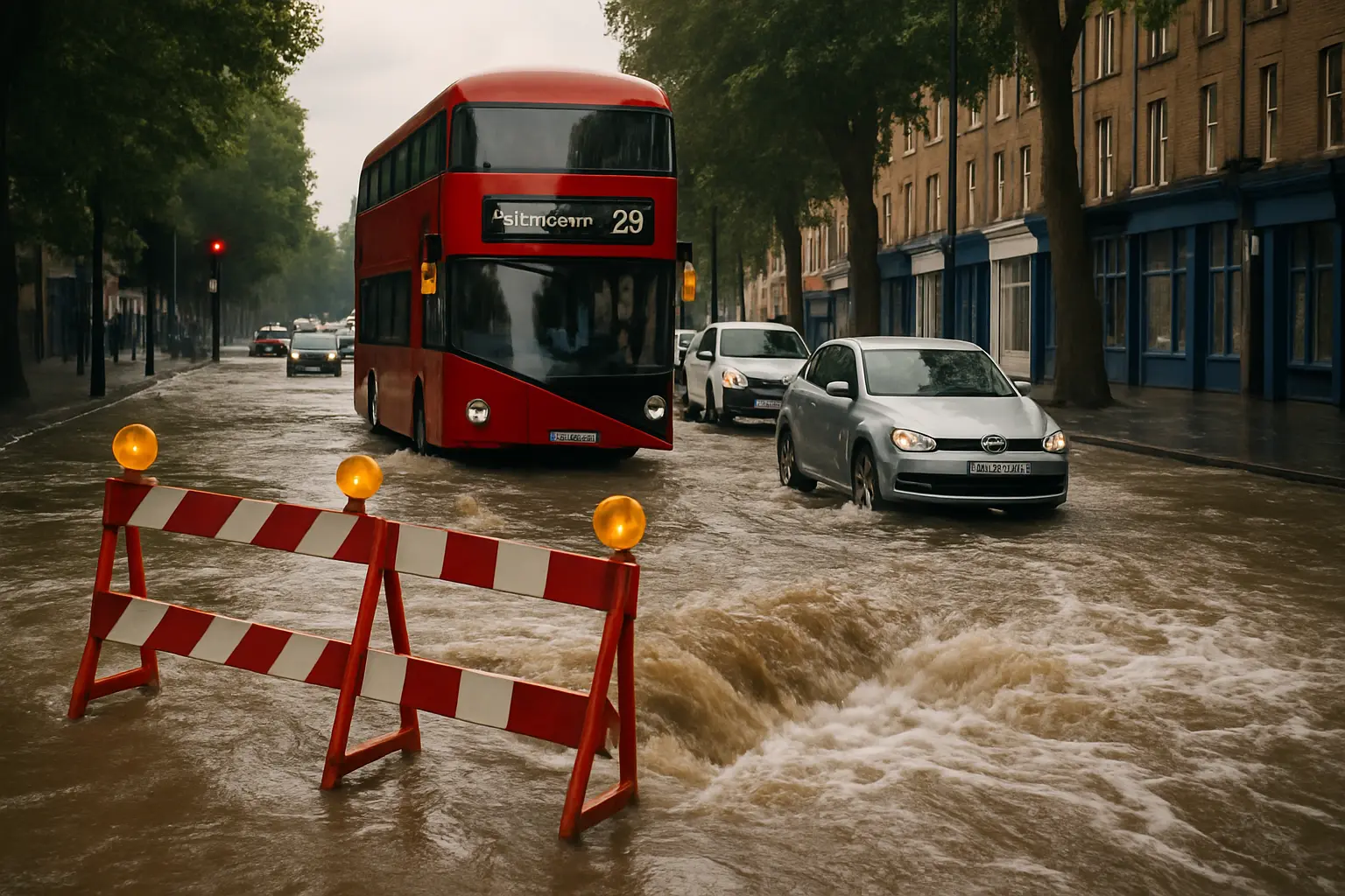 Burst Water Pipe Causes Severe Flooding on Caledonian Road, Islington