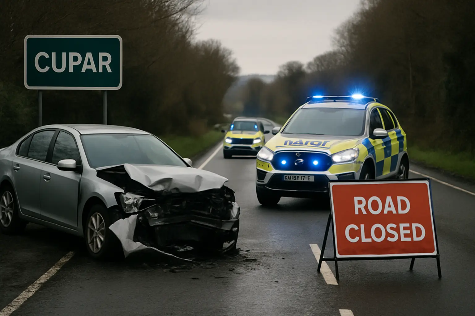 Two-Vehicle Crash Near Cupar Shuts Down A91, Drivers Urged to Avoid Area