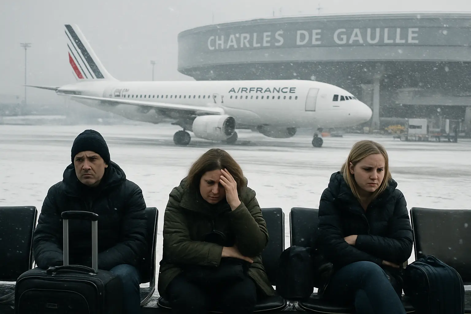 Passengers Grounded as Snowstorms and Strikes Disrupt Flights to Charles de Gaulle Airport