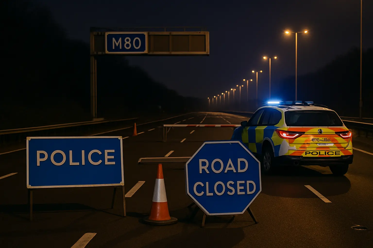 M80 Motorway Closed Overnight Due to Police Incident, Causing Major Delays