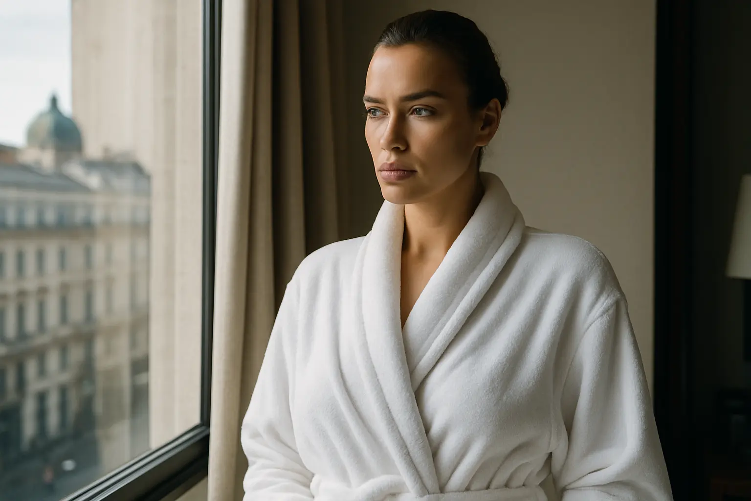 Irina Shayk Shares Chic Bathrobe Moment Ahead of Sanremo 2026 Appearance