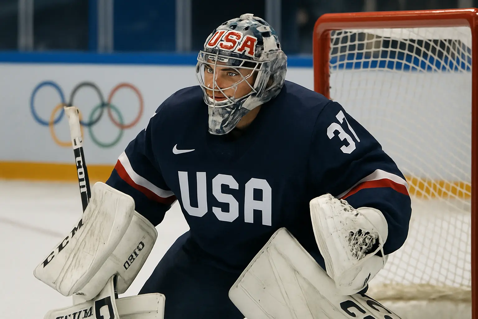 Connor Hellebuyck Shines as U.S. Starting Goalie in Olympic Games