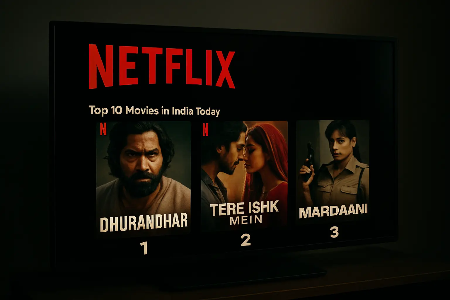 Netflix's Top Movies Right Now Include 'Dhurandhar', 'Tere Ishk Mein', and 'Mardaani'